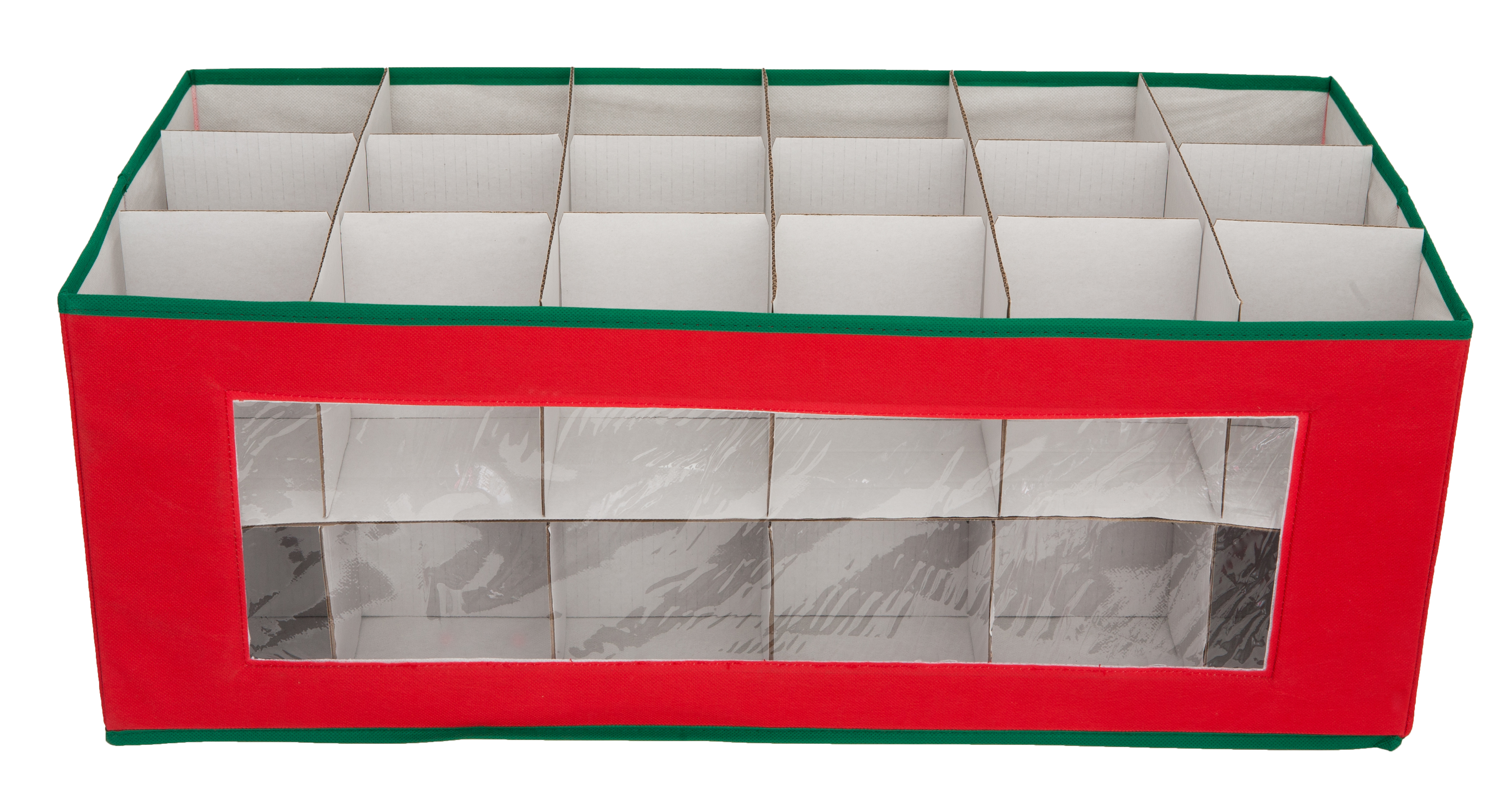 Ornament Chest Red,2Tier Storage Box w/ Dividers for Christmas Tree