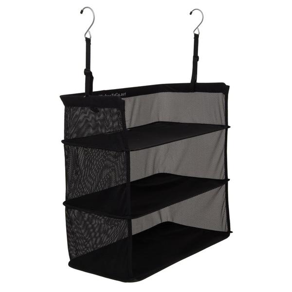 Portable Expandable Hanging Travel Shelf Waterproof Mesh Closet Shelf, Black eBay