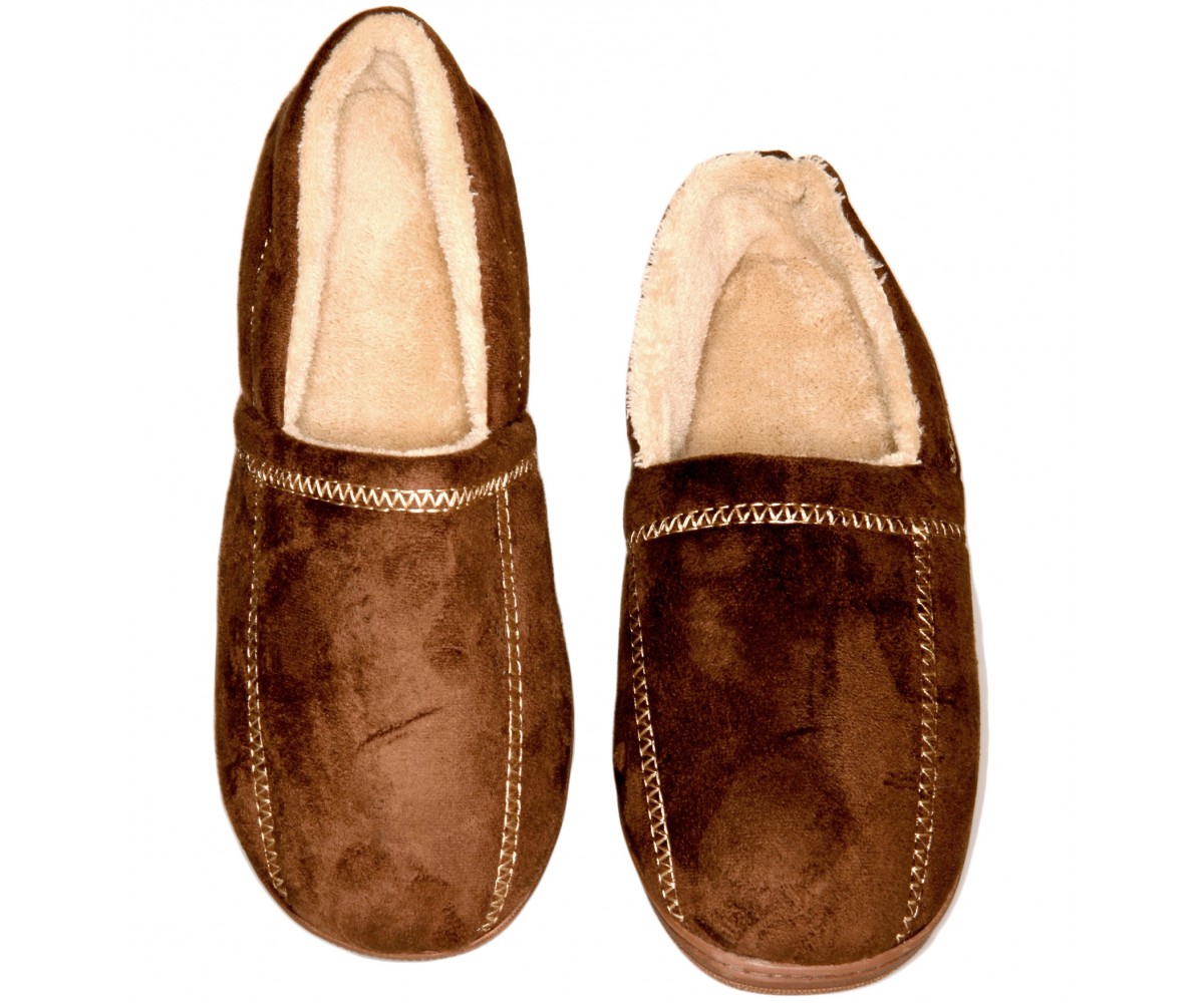 Men's Slipper Suede Fleece Brown