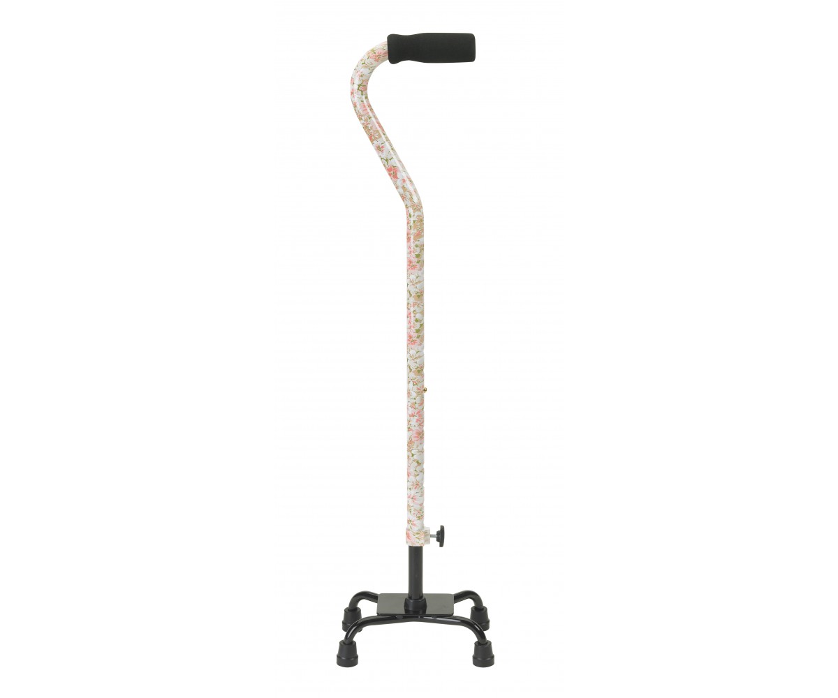 Small Base Quad Cane with Foam Rubber Hand Grip