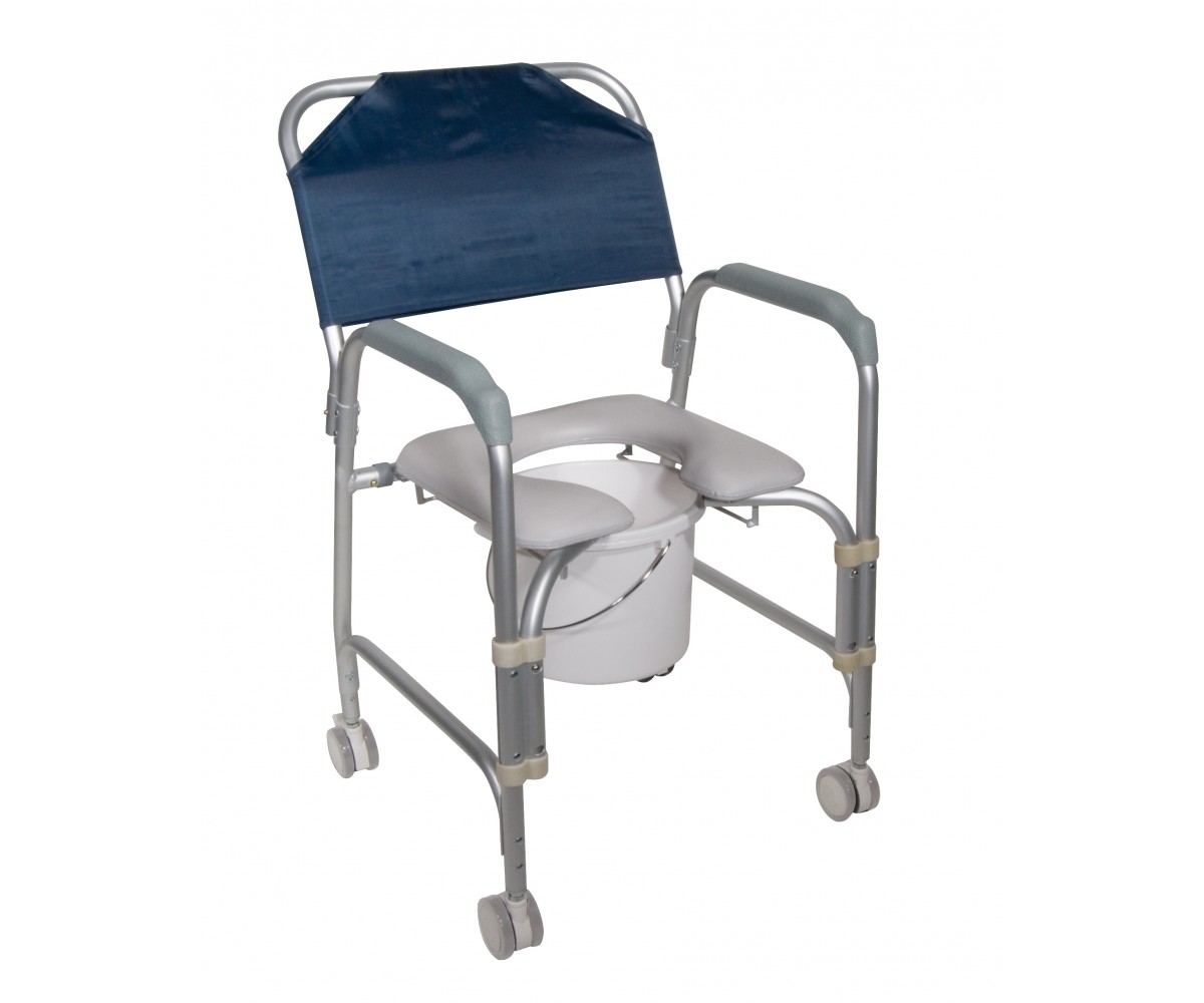 Lightweight Portable Shower Chair Commode with Casters