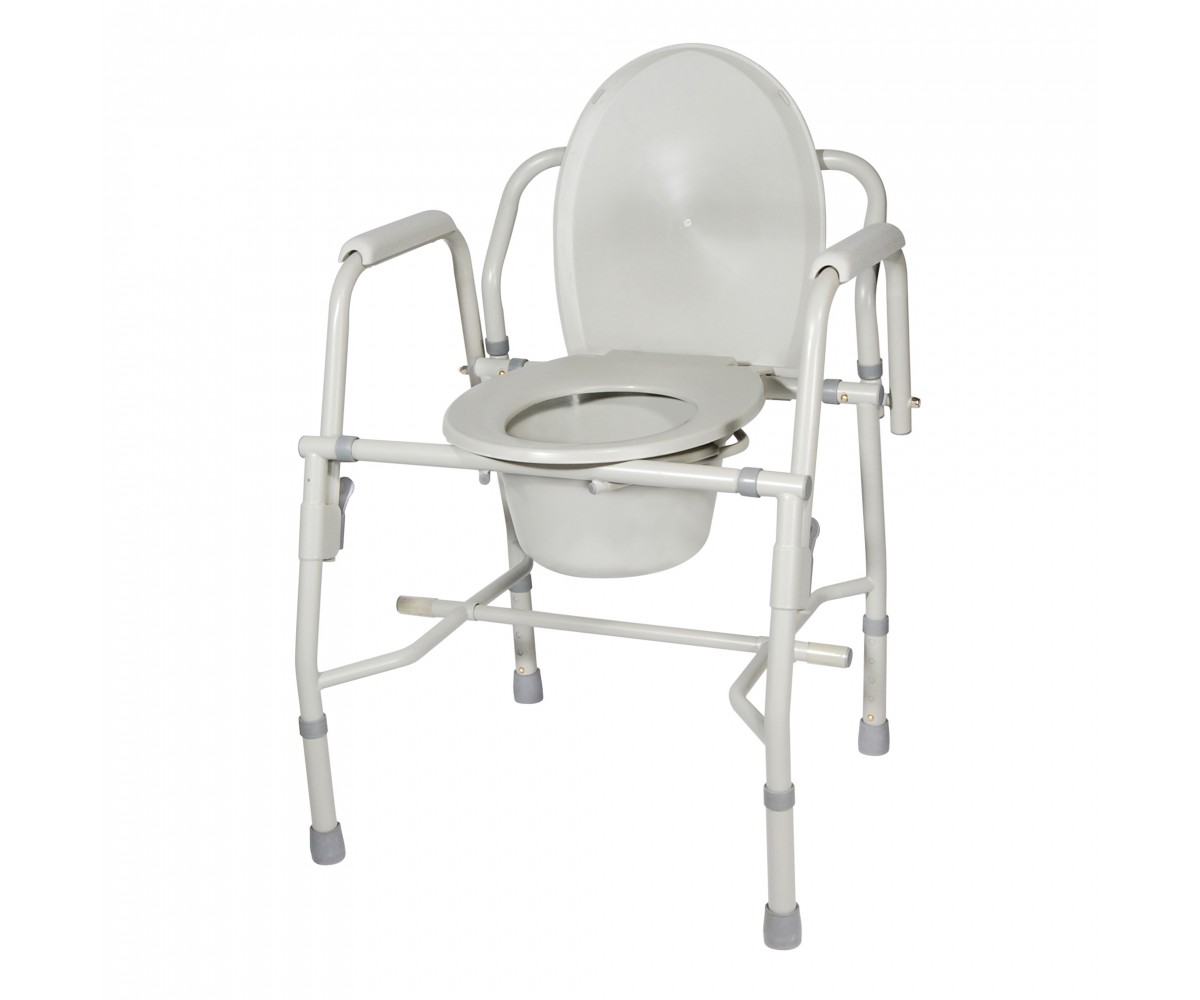 Steel Drop Arm Bedside Commode with Padded Arms