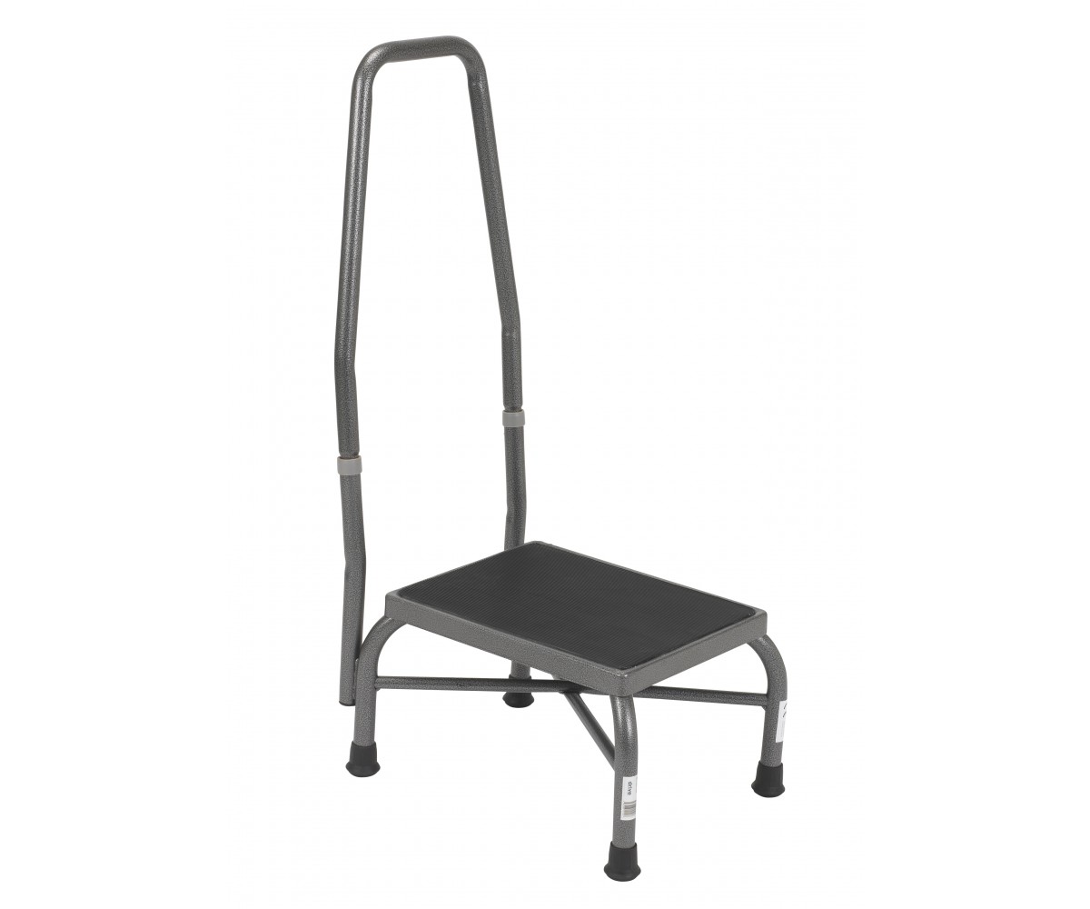 Heavy Duty Bariatric Footstool with Non Skid Rubber Platform and Handrail