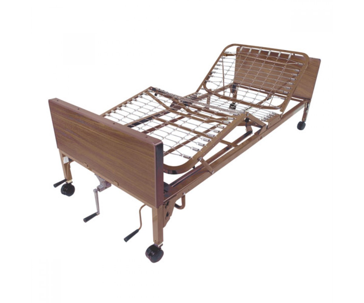 Multi Height Manual Hospital Bed with Full Rails