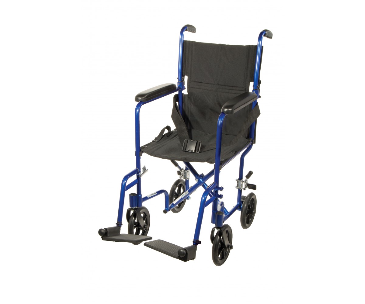 Lightweight Blue Transport Wheelchair