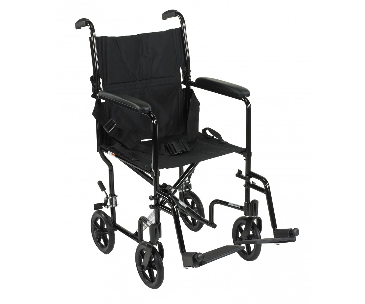 Lightweight Black Transport Wheelchair