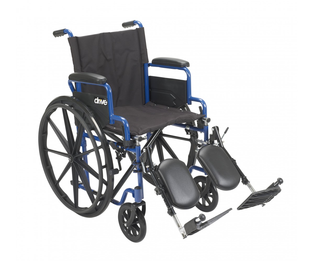 Blue Streak Wheelchair with Flip Back Desk Arms and Elevating Leg Rests