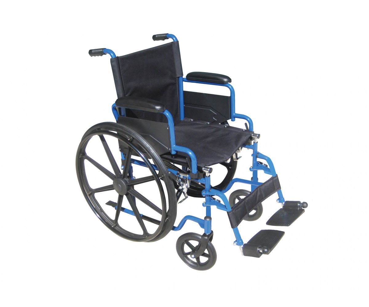 Blue Streak Wheelchair with Flip Back Desk Arms and Swing Away Footrest