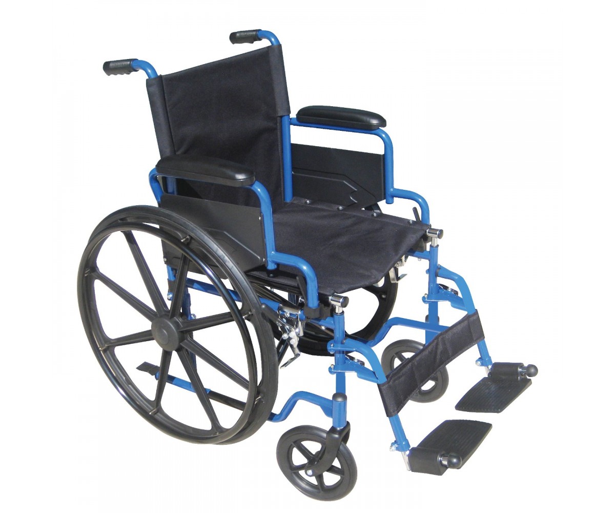 Blue Streak Wheelchair with Flip Back Desk Arms and Swing Away Footrest