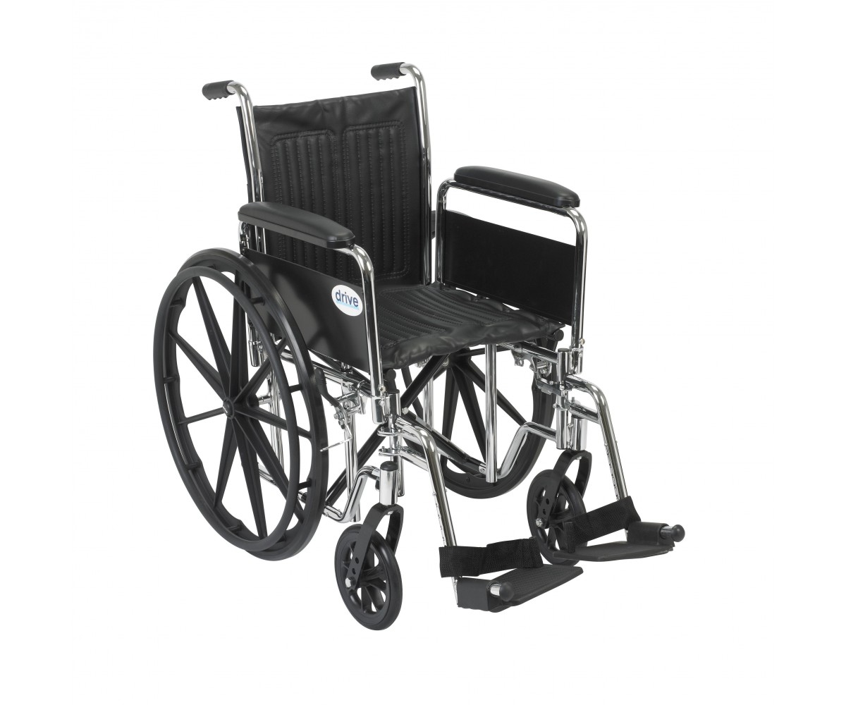 Chrome Sport Wheelchair with Detachable Full Arms and Swing Away Footrest