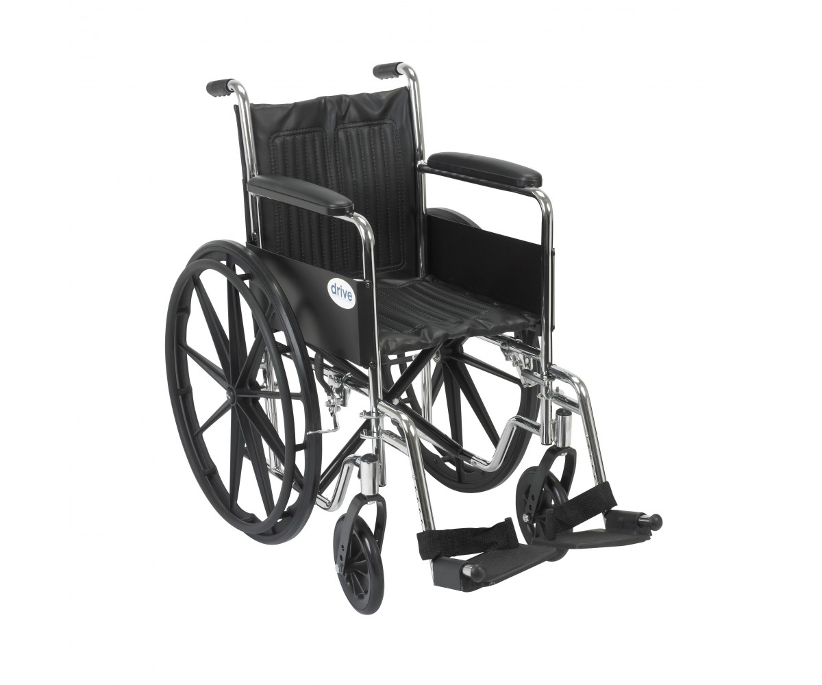 Chrome Sport Wheelchair with Full Arms and Swing Away Footrest