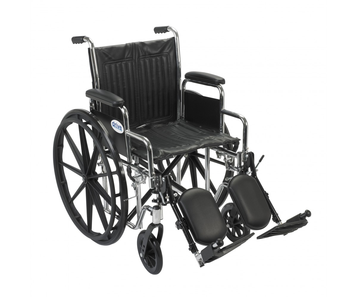 Chrome Sport Wheelchair with Detachable Desk Arms and Elevating Leg Rest