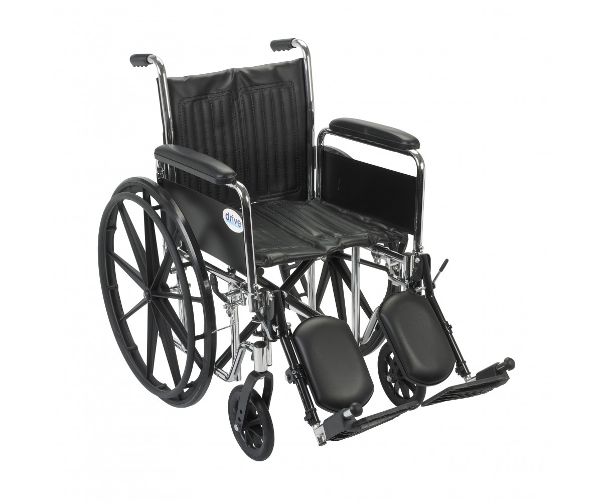 Chrome Sport Wheelchair with Detachable Full Arms and Elevating Leg Rest