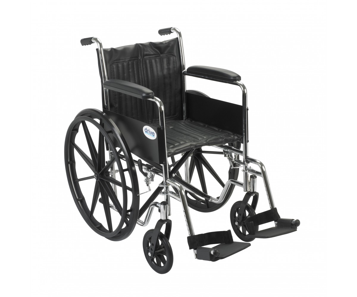 Chrome Sport Wheelchair with Full Arms and Swing Away Footrest