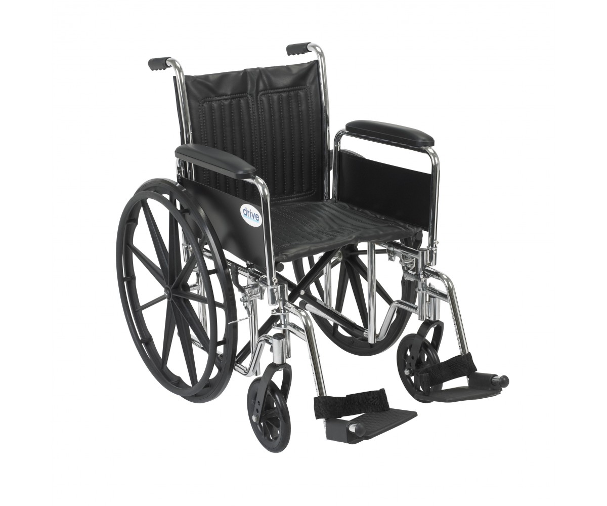 Chrome Sport Wheelchair with Detachable Full Arms and Swing Away Footrest