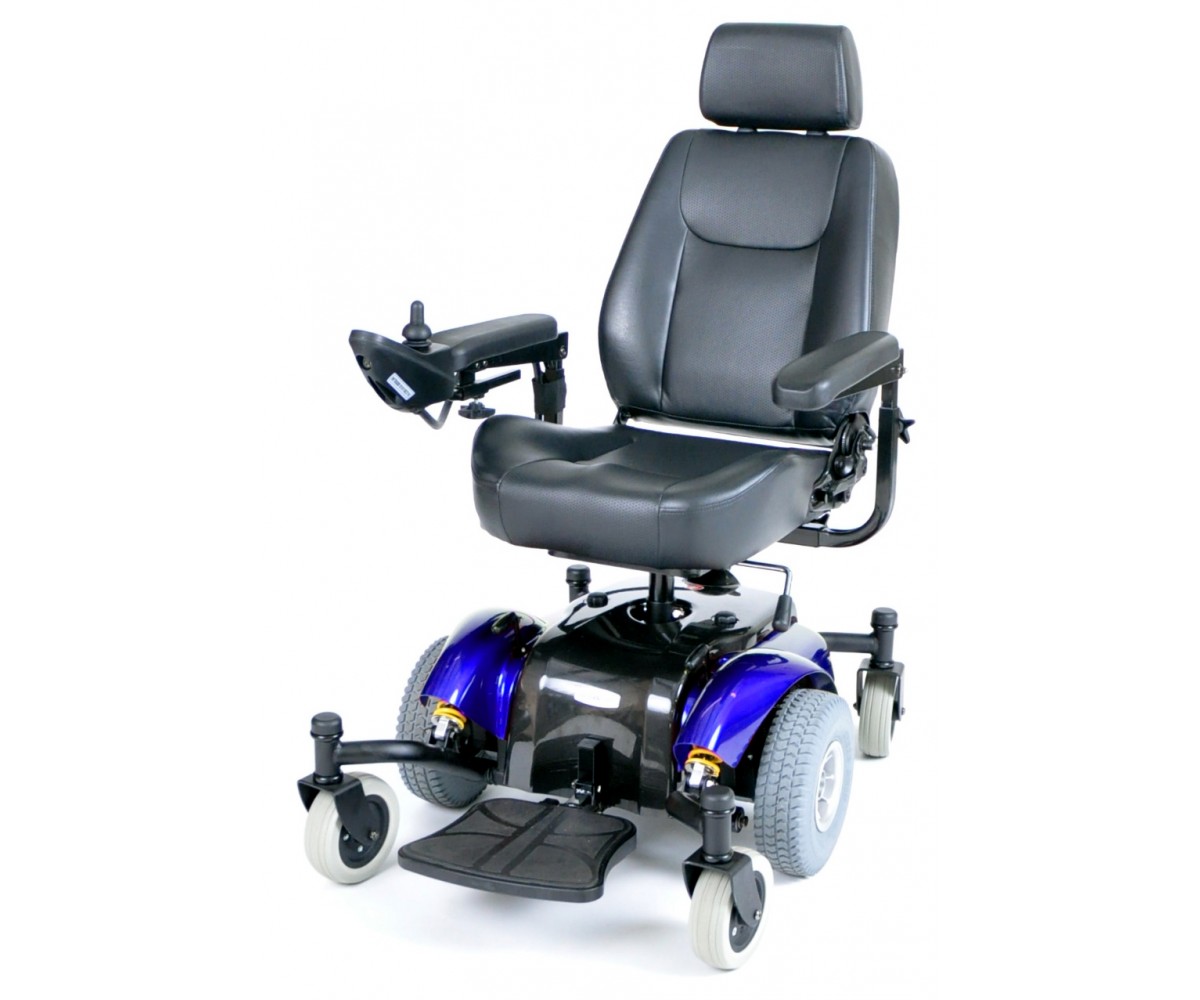 Blue Intrepid Mid-Wheel Power Wheelchair with Captain Seat