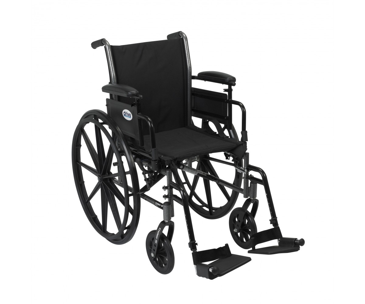 Cruiser III Light Weight Wheelchair with Flip Back Removable Adjustable Desk Arms and Swing Away Footrest