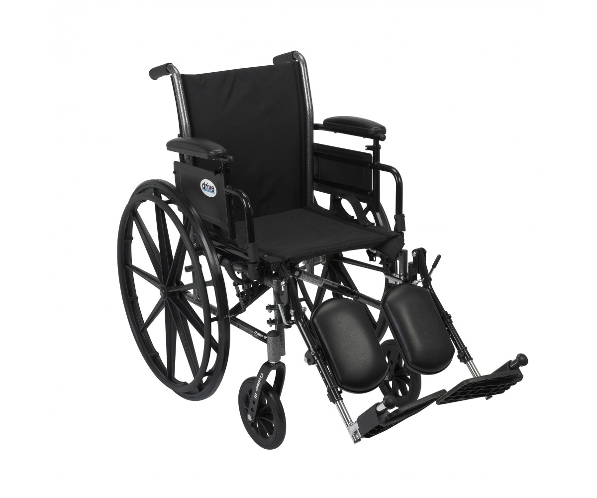 Cruiser III Light Weight Wheelchair with Flip Back Removable Adjustable Desk Arms and Elevating Leg Rest