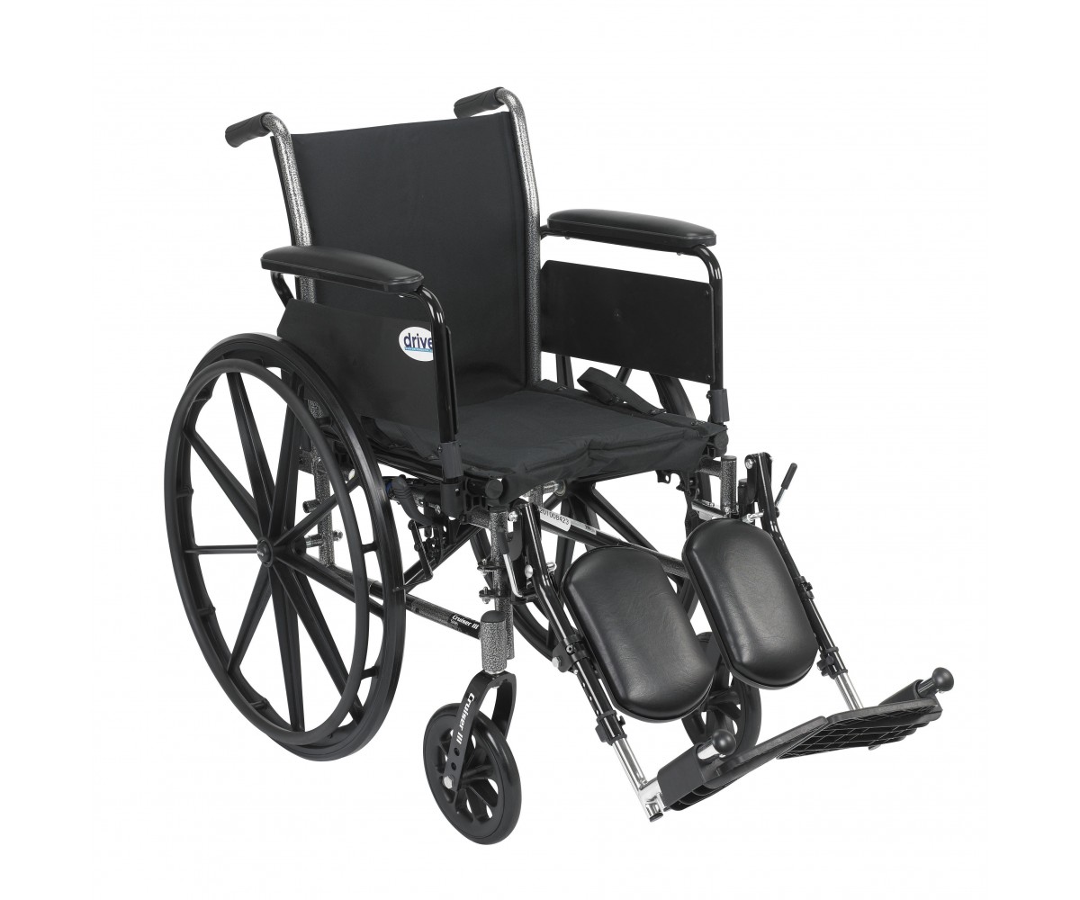 Cruiser III Light Weight Wheelchair with Flip Back Removable Full Arms and Elevating Leg Rest