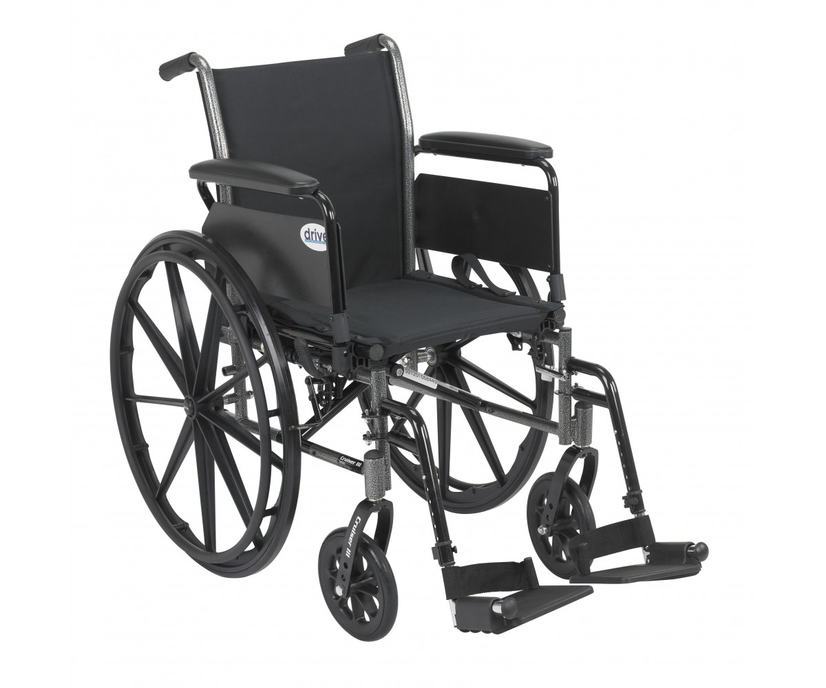 Cruiser III Light Weight Wheelchair with Flip Back Removable Full Arms and Swing Away Footrest
