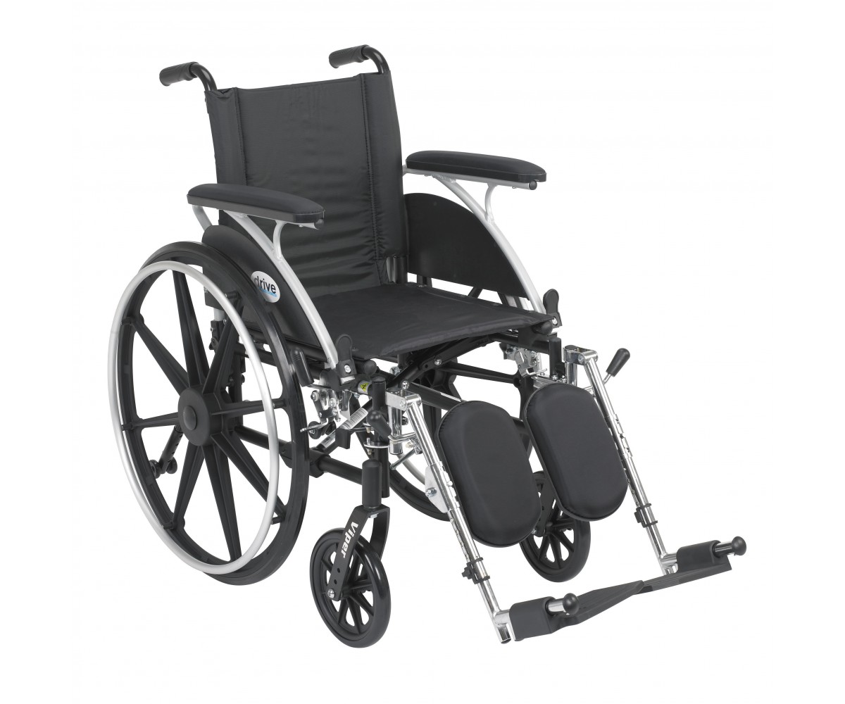 Viper Wheelchair with Flip Back Removable Full Arms and Elevating Leg Rest