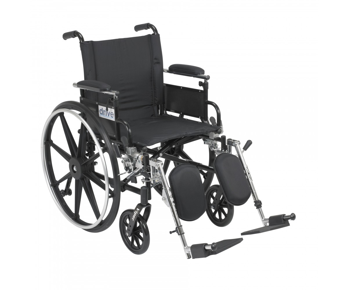 Viper Wheelchair with Flip Back Removable Adjustable Desk Arms and Elevating Leg Rest