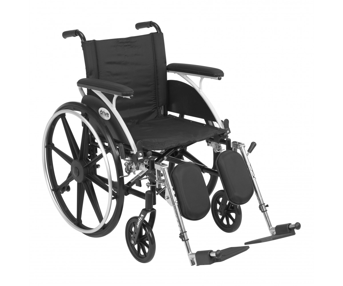 Viper Wheelchair with Flip Back Removable Full Arms and Elevating Leg Rest