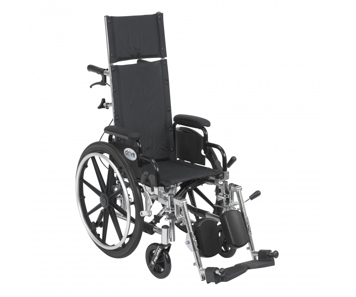 Viper Plus Light Weight Reclining Wheelchair with Elevating Leg rest and Flip Back Detachable Desk Arms