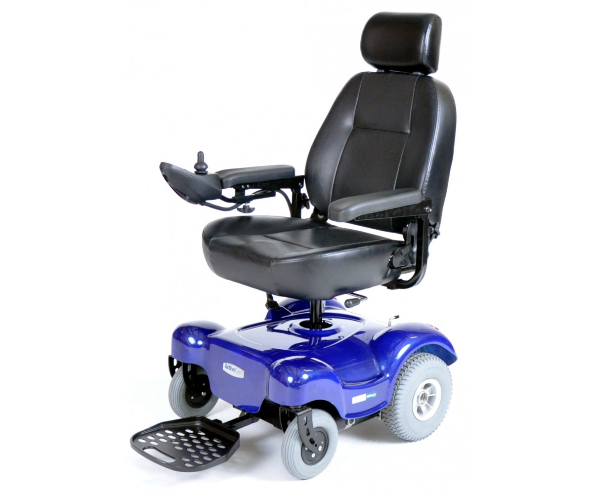 Blue Renegade Power Wheelchair with Captain Seat