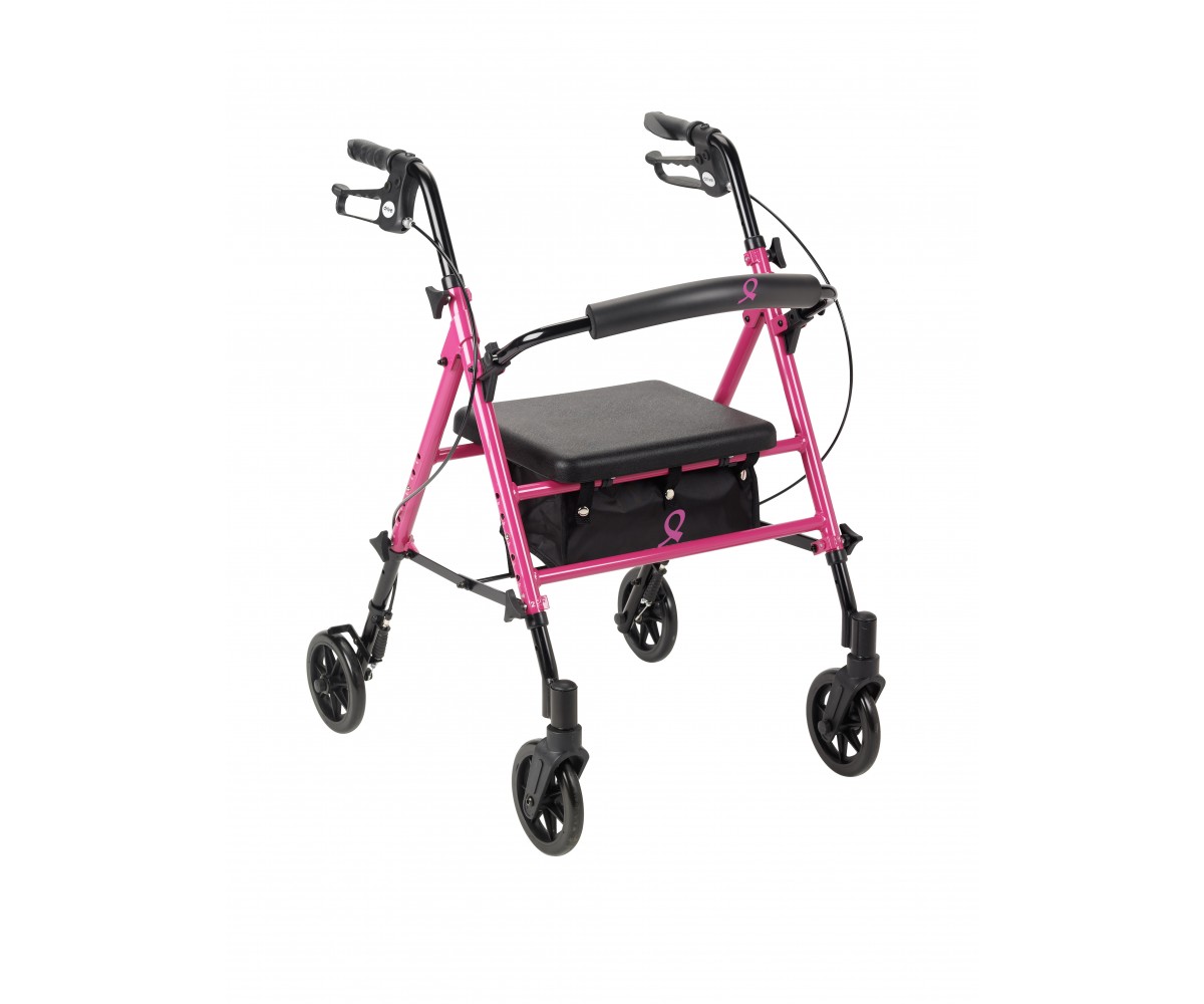 Breast Cancer Awareness Adjustable Height Pink Rollator