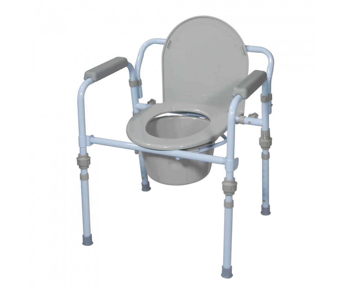 Folding Bedside Commode with Bucket and Splash Guard