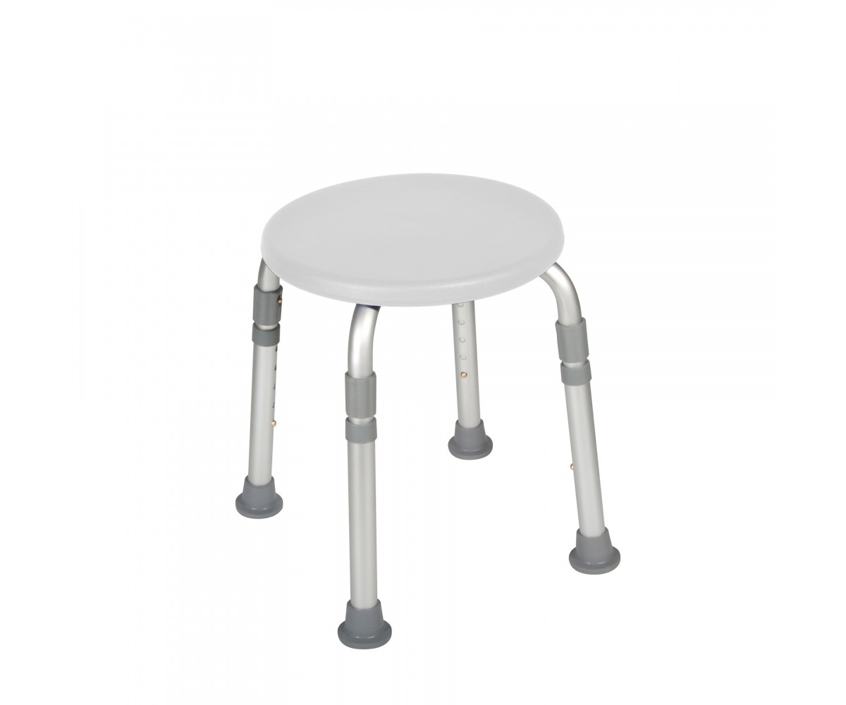 Adjustable Height White Bath Stool