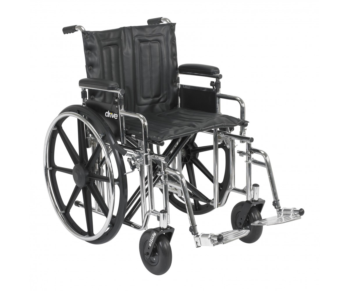 Sentra Extra Heavy Duty Wheelchair with Detachable Adjustable Desk Arms and Swing Away Footrest