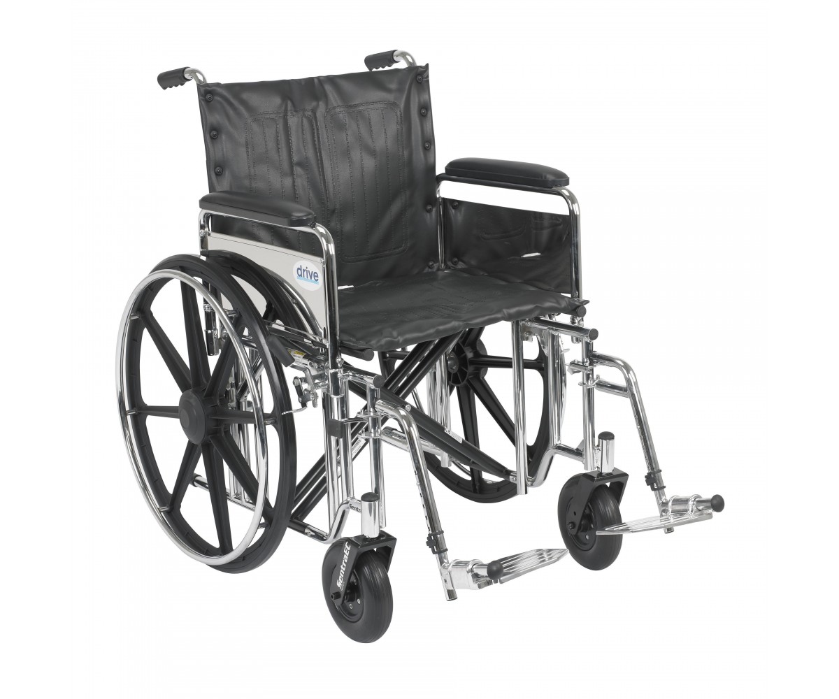 Sentra Extra Heavy Duty Wheelchair with Detachable Full Arms and Swing Away Footrest