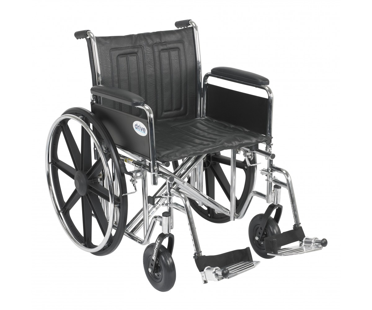 Sentra EC Heavy Duty Wheelchair with Detachable Full Arms and Swing Away Footrest