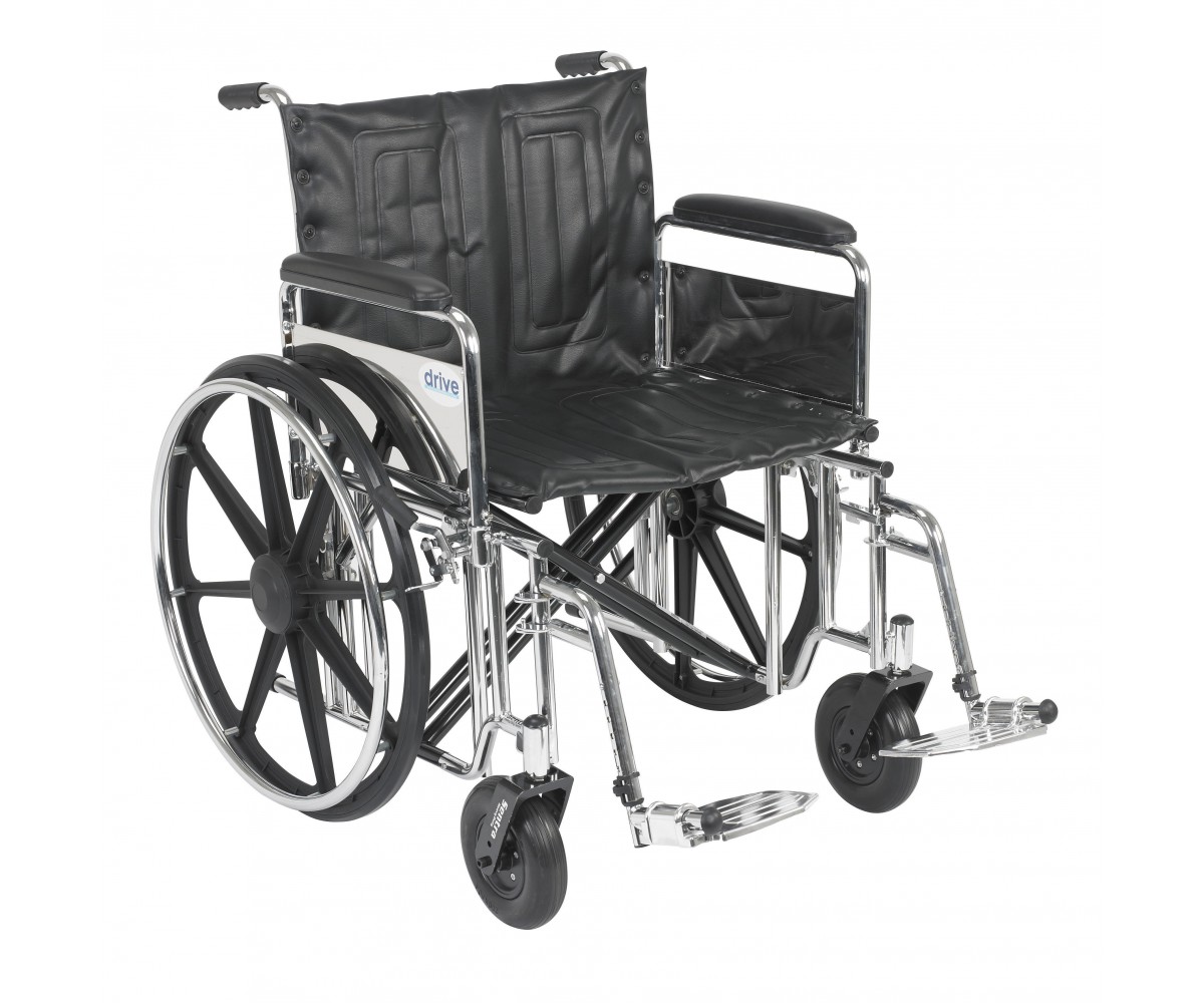 Sentra Extra Heavy Duty Wheelchair with Detachable Full Arms and Swing Away Footrest