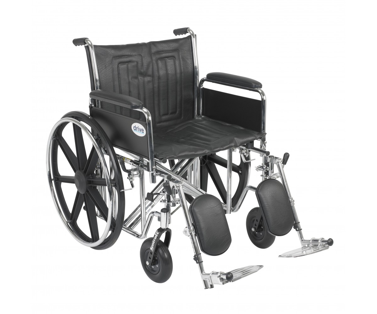 Sentra EC Heavy Duty Wheelchair with Detachable Full Arms and Elevating Leg Rest