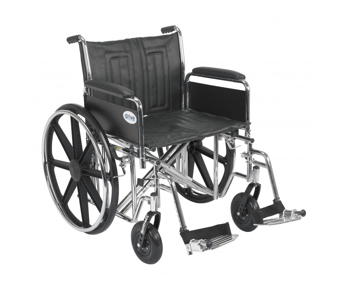 Sentra EC Heavy Duty Wheelchair with Detachable Full Arms and Swing Away Footrest