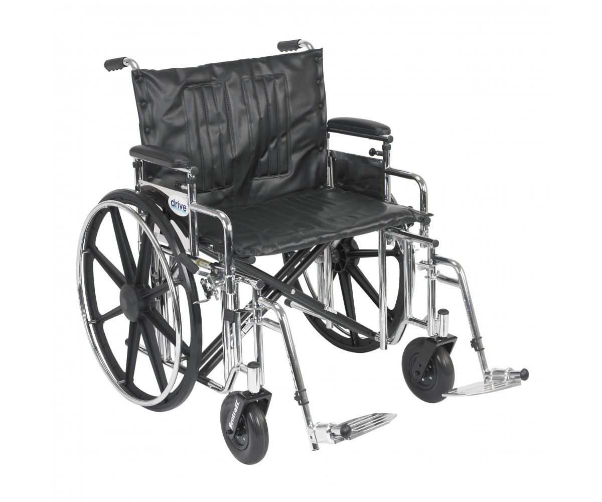 Sentra Extra Heavy Duty Wheelchair with Detachable Adjustable Desk Arms and Swing Away Footrest