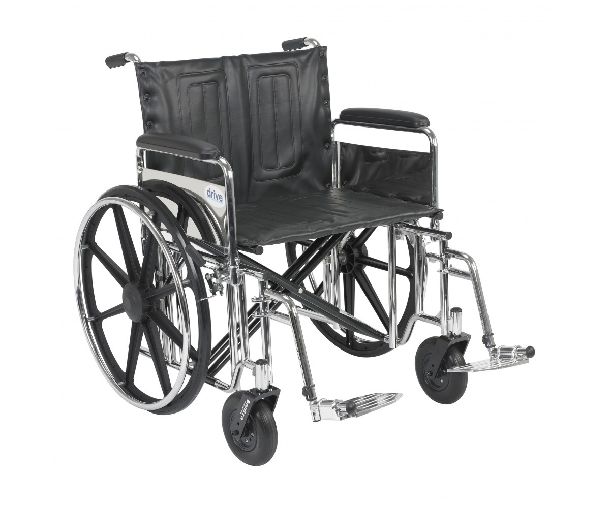 Sentra Extra Heavy Duty Wheelchair with Detachable Full Arms and Swing Away Footrest