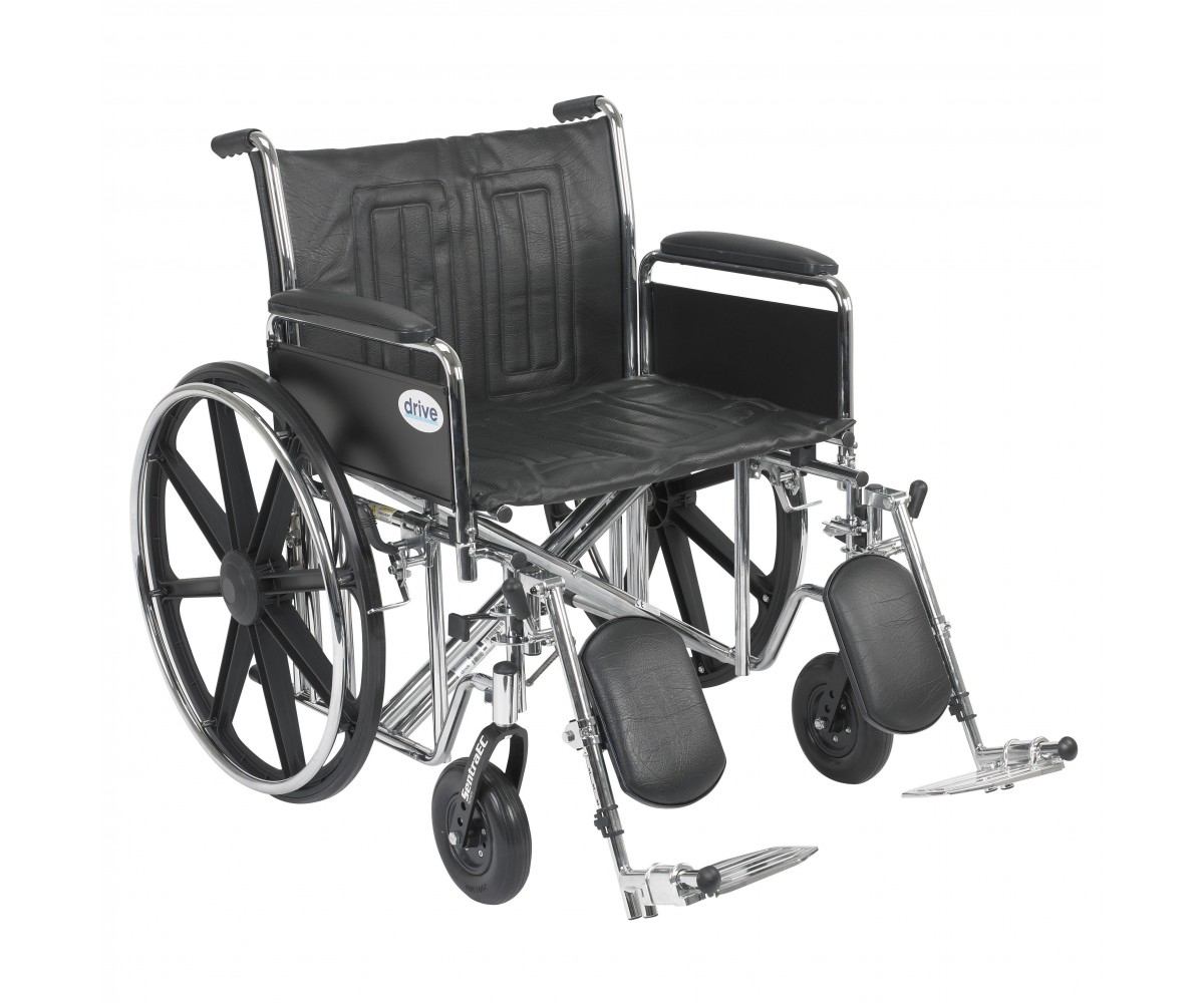 Sentra EC Heavy Duty Wheelchair with Detachable Full Arms and Elevating Leg Rest