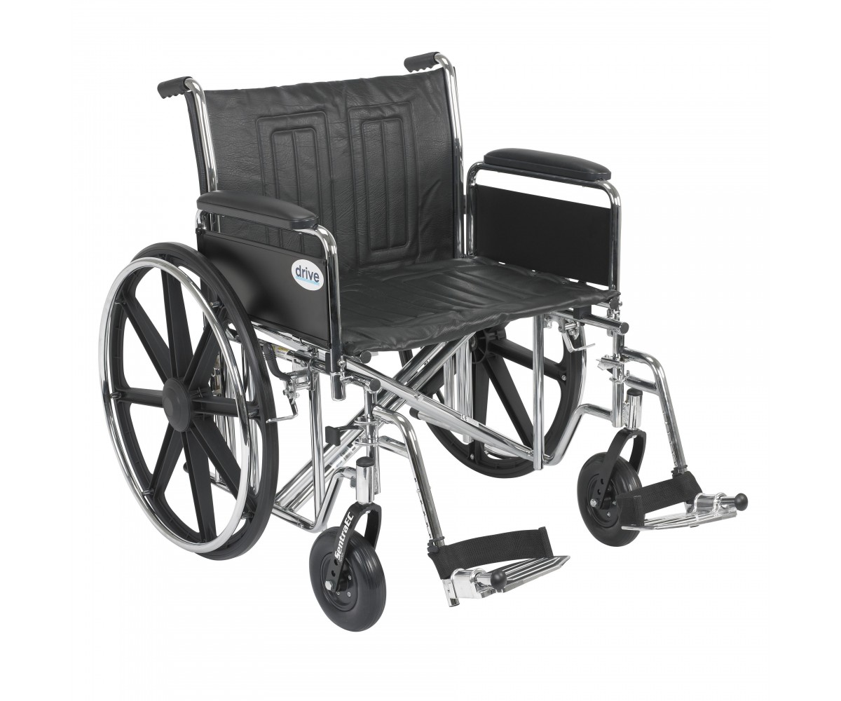Sentra EC Heavy Duty Wheelchair with Detachable Full Arms and Swing Away Footrest