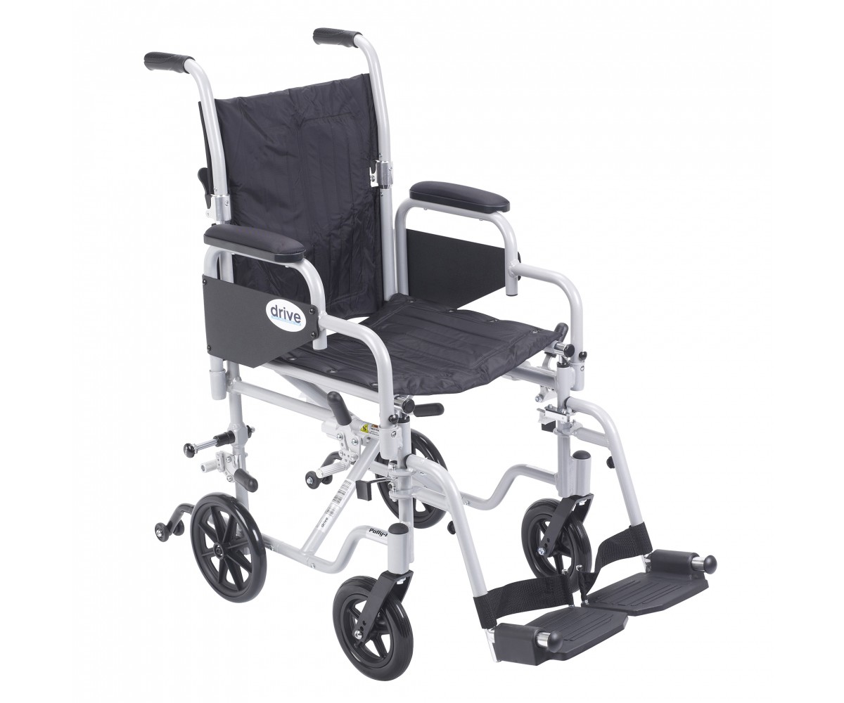 Poly Fly Light Weight Transport Chair Wheelchair with Swing away Footrest