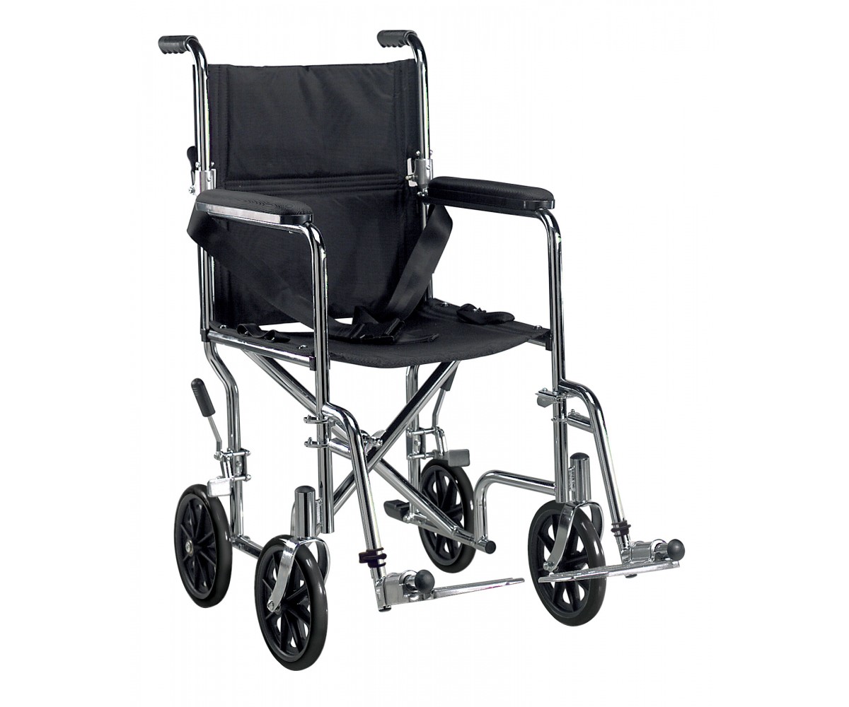 Go Cart Light Weight Steel Transport Wheelchair with Swing Away Footrest