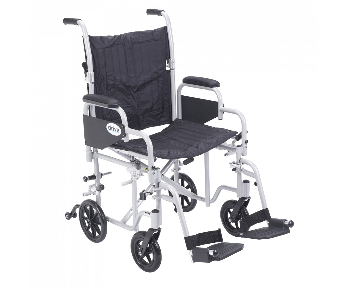 Poly Fly Light Weight Transport Chair Wheelchair with Swing away Footrest