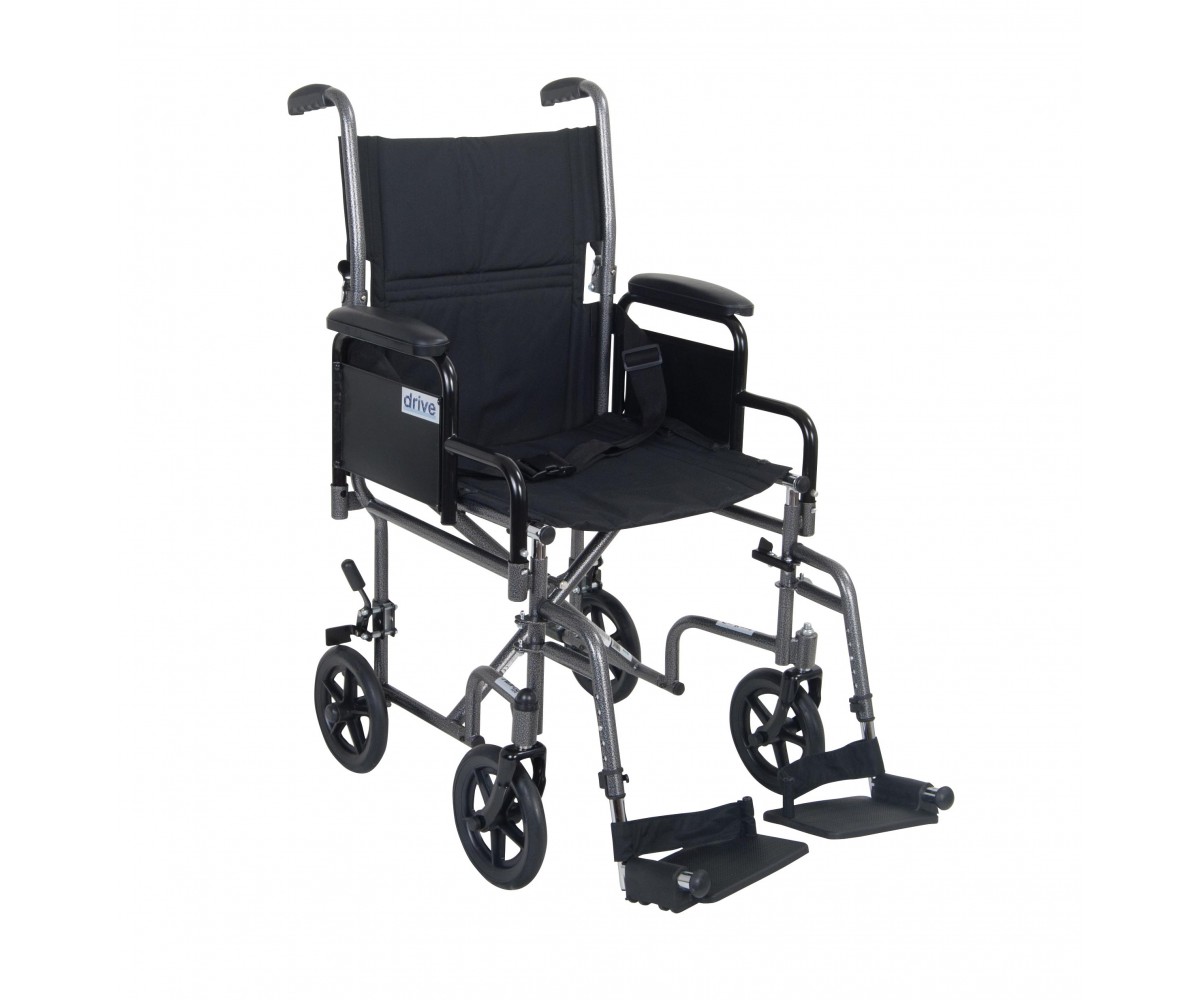 Lightweight Steel Transport Wheelchair with Detachable Desk Arms