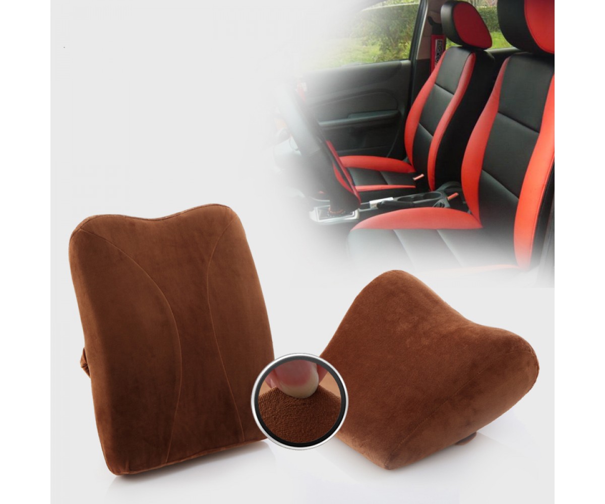 Car Seat Neck Pillow and Lumbar Support Cushion Kit, Relieve Neck Pain &  Muscle Tension and Lumbar/Back Pain Relief, Memory Foam for Car Driving  Home