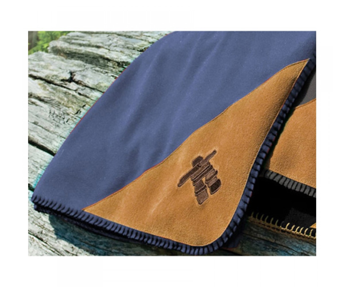 ECO Fleece Blanket with embroidered Inukshuk Black