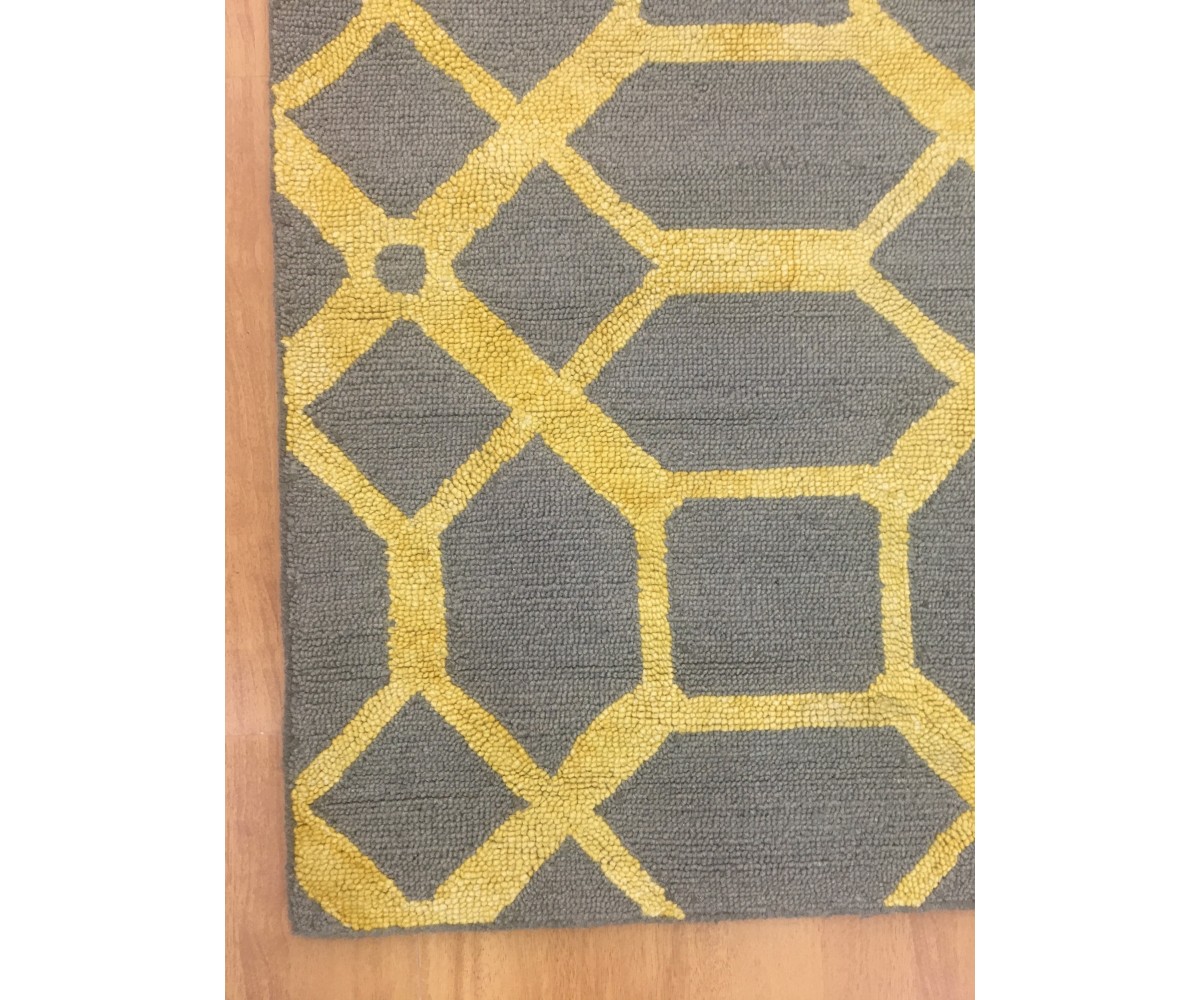 Handmade Wool Modern Gray/ Gold 5' x 8' lt1049 Area Rug