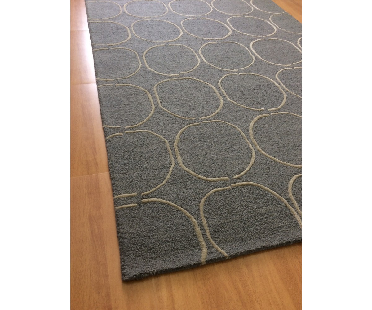 Handmade Wool Modern Dark Gray/ Rust 5' x 8' lt1209